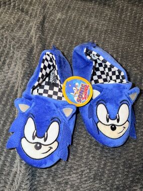 Blue Plush Kids Sonic the Hedgehog Slippers